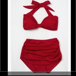 Red Bikini. High waisted/Halter top.