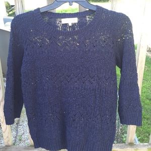 Navy blue three quarters length sleeve sweater