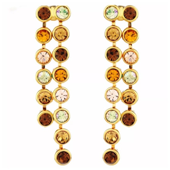 Handmade Jewelry - 🌺 Swarovski Crystal Cognac Waterfall Earrings S7