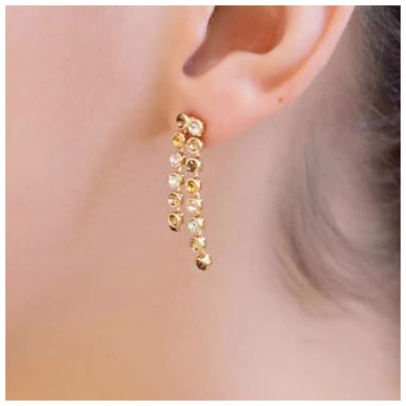 🌺 Swarovski Crystal Cognac Waterfall Earrings S7 - Picture 2 of 2