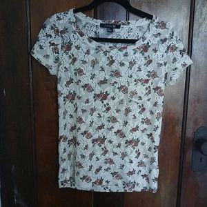 White Rose Print Top