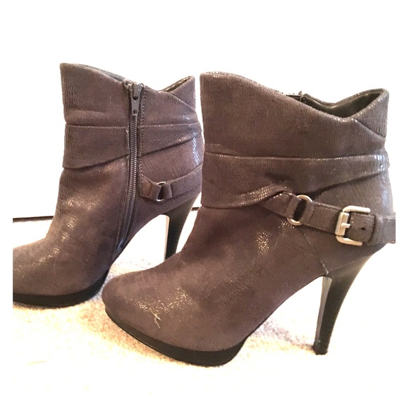 Grey suede ankle booties