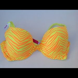 PINK Victoria's Secret Yellow & Orange Print Bra