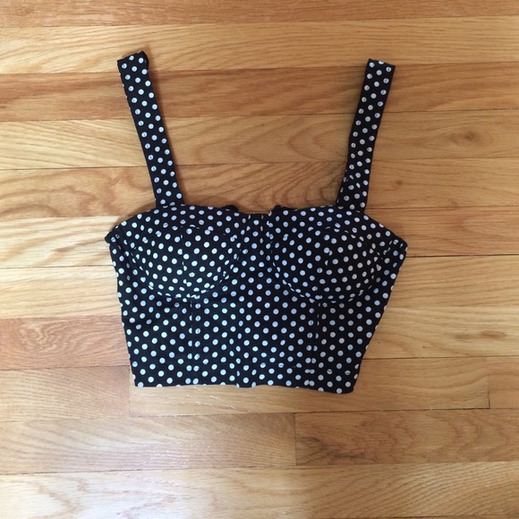 a'gaci Tops - Polka Dot Crop Bustier with Padded Inserts Size S