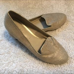 Metallic gold loafers