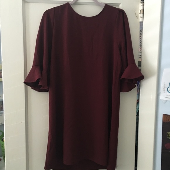Bell sleeve Crimson shift dress, never worn
