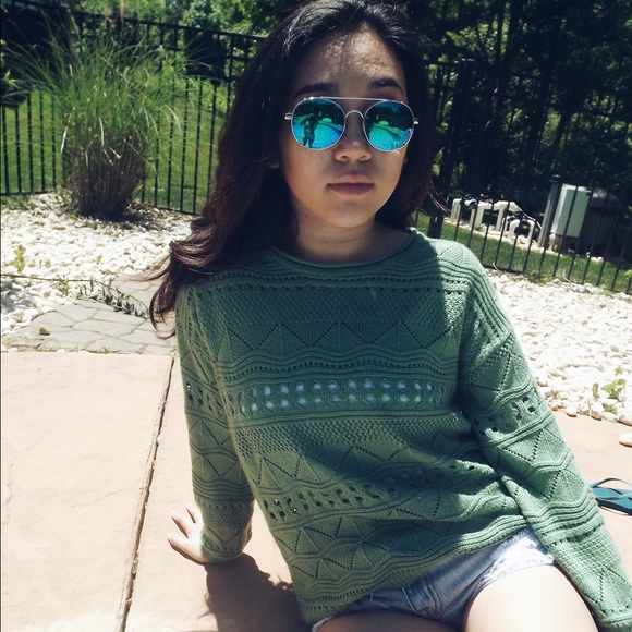 Green Cut-out Sweater - Picture 1 of 3