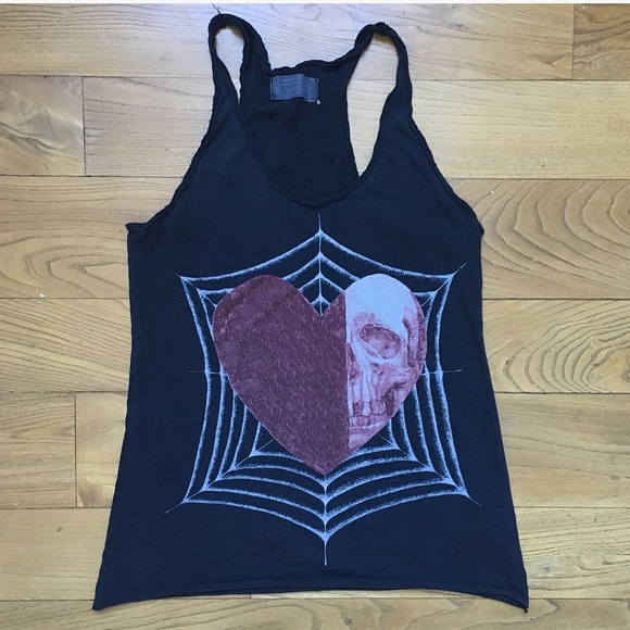 All Saints graphic t shirt tank top SZ 2