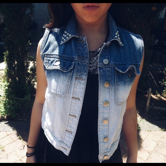 Denim Ombré Studded Vest - Picture 2 of 3