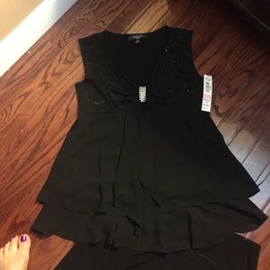 2 piece black dressy top and pants set