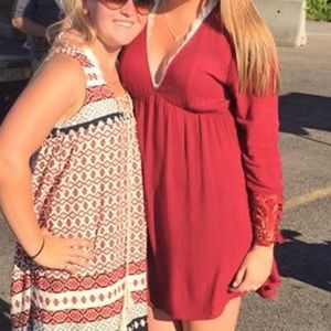 Charlotte Russe Red/maroon Vneck dress