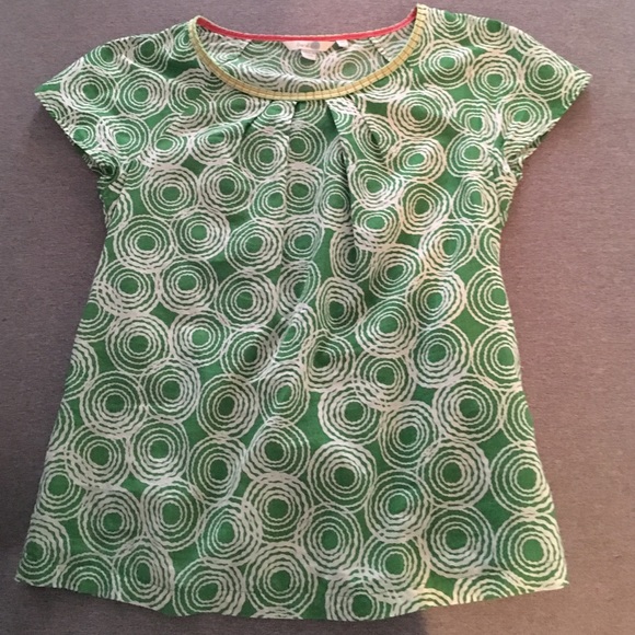 Green and white Boden Ravello top