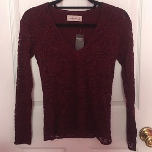 Abercrombie and Fitch Maroon Lace Top