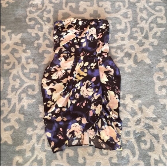 ASOS purple strapless dress