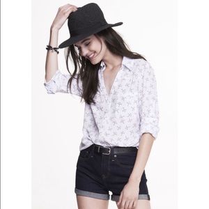White & Black Umbrella Print Blouse