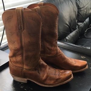 MEN'S Luchesse cowboy boots, tan, size 10.5