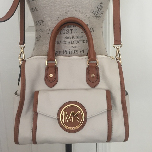 White and tan Michael Kors bag
