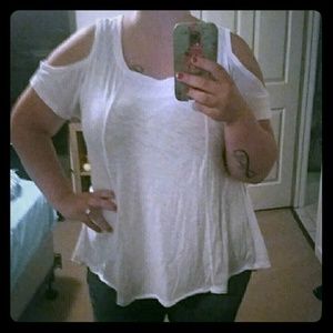 White Torrid cold shoulder top