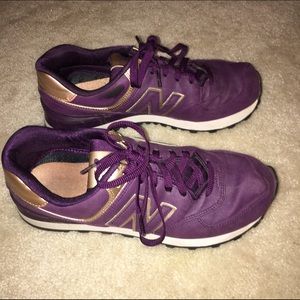 new balances: purple and gold metallic size 8