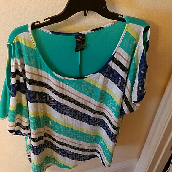 Turquoise  blouse 95% polyester and 5 % spandex