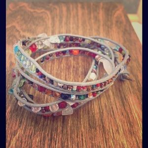 Gorgeous gray leather wrap bracelet!