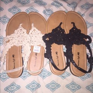Black and Cream Sandals