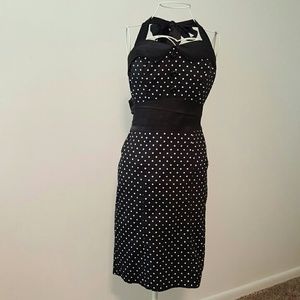 Hearts & Rose's bl/white polkadot rockabilly dress