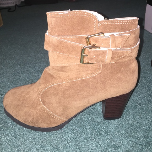 Chestnut colored heeled booties