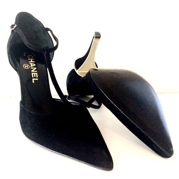 SOLD Authentic Chanel Ankle Strap Pointed ToeHeels - Picture 2 of 4
