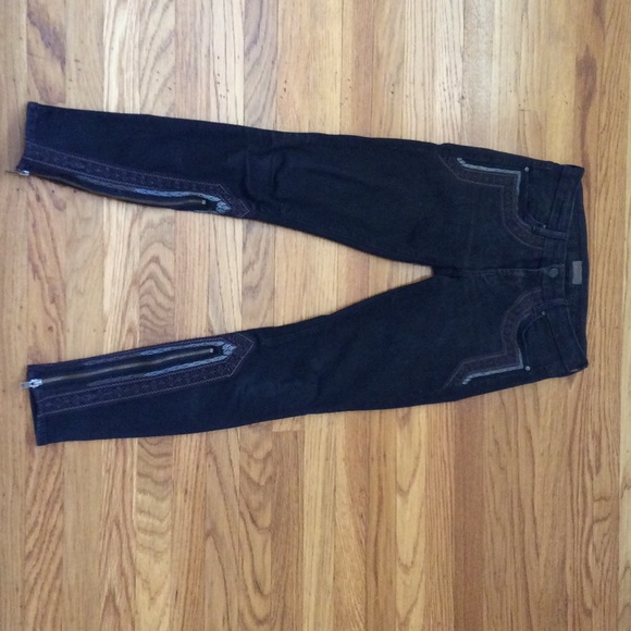 Mother The Looker zip embroidered jeans size 25