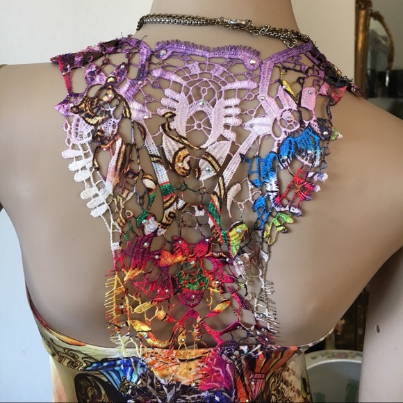 CROCHET BACK EMBELLISHED DRESS - Picture 1 of 4