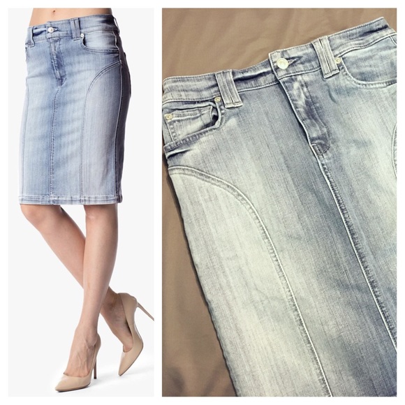 7 for all mankind denim pencil skirt