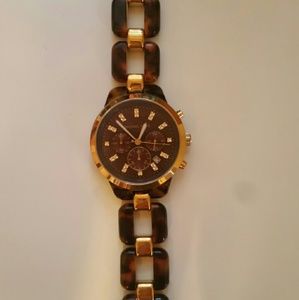 Michael Kors tortoise gold watch