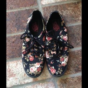 Black floral vans