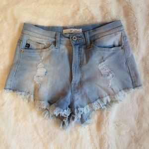 Light wash denim shorts