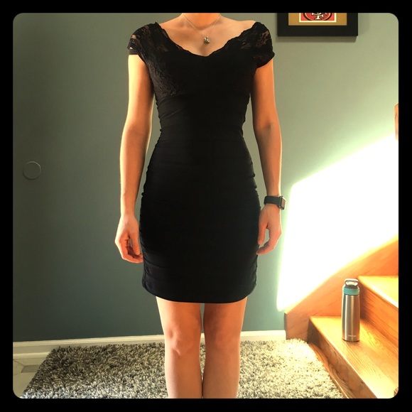 Black lace top dress