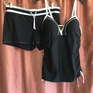 Swimsuit top and short bottoms