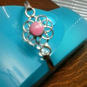 Sterling. Silver pink stone Mexican bracelet