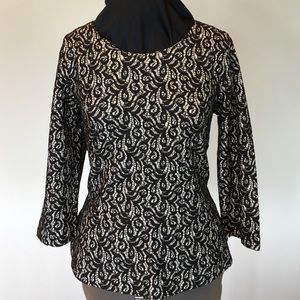 NWT J. Crew B&W Lace Peplum Top