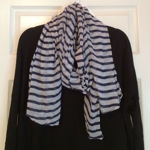 Navy and white striped scarf