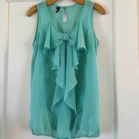 Green Bow Sheer Tank Top