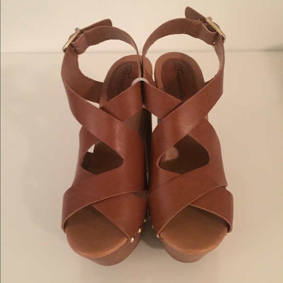Chunky Brown Wooden Heels