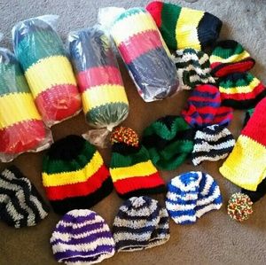 Beanies, hats, scarves, slouchy beanies, rasta