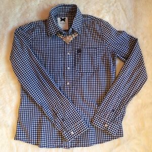 Navy and white button up