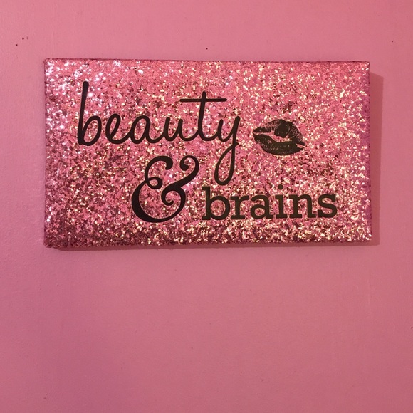 "beauty and brains" wall decor