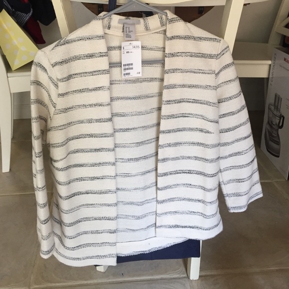 H & M cream and blue stripe blazer