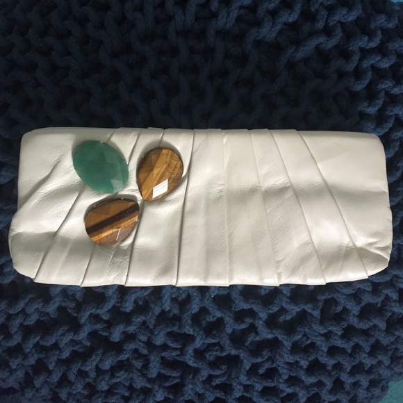 Kotur white leather clutch
