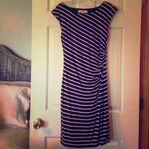 Black and cream striped LOFT dress