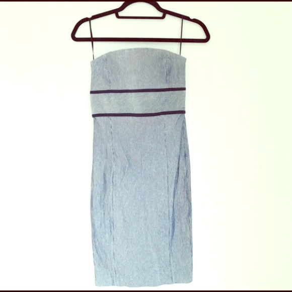 Zara Basic blue and white bodycon dress
