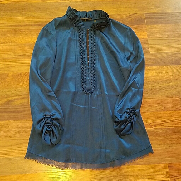 Elie Tahari Teal Silk Tunic Top
